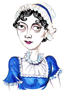 Jane Austen, novelista inglesa, caricatura de Neale Osborne